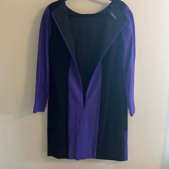 Carlisle Blue Black Gray Color Block 3/4 Sleeve Midi Sheath Dress Women’s 10 - Picture 9 of 11